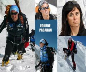 Puzzle Edurne Pasaban είναι ισπανική ορειβάτης και η πρώτη γυναίκα στην ιστορία για να ανέβει στα 14 οχτώ χιλιάδες (βουνά πάνω από 8000 μέτρα) από τον πλανήτη.